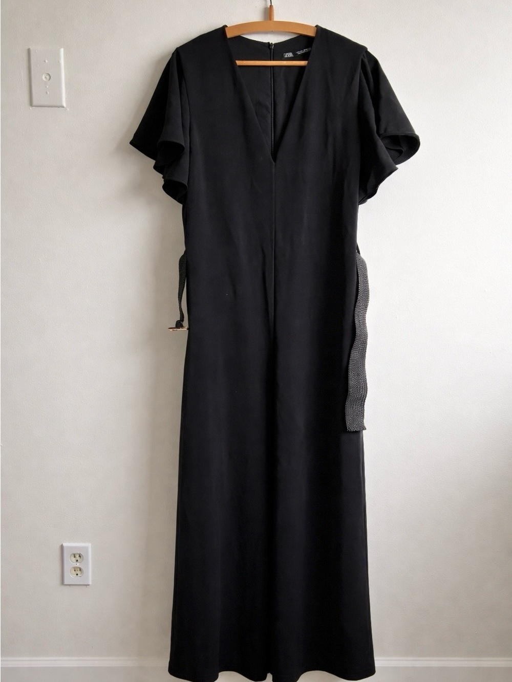ZARA Black jumpsuit Wide leg ruffled with Belt